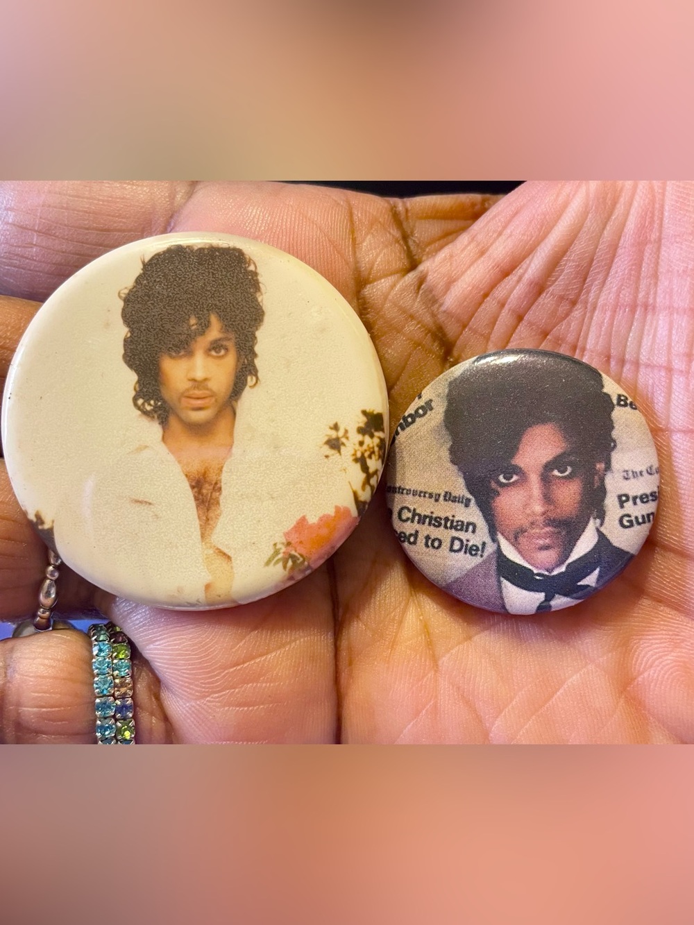 Vintage 1980’s Prince Brooch Pin Set White & Black